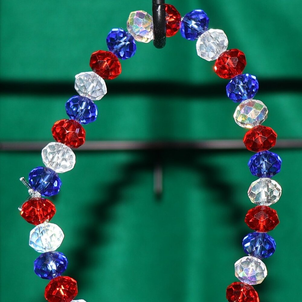 Handmade Bracelet - Red, White and Blue - USA 250th Anniversary - 8 - 10